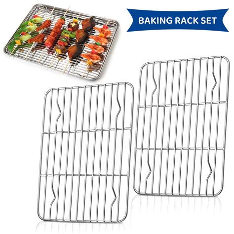 Relax love 2Pcs Baking Rack Cooling Rack Stainless Steel Metal Roasting ...