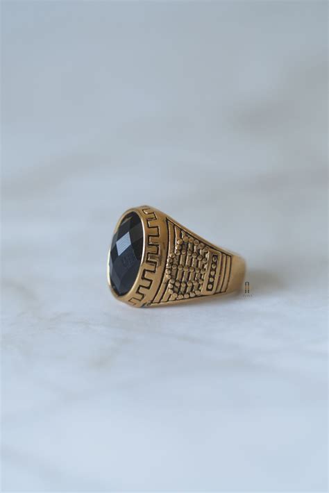 Dev Black Stone Ring for Men - Anana
