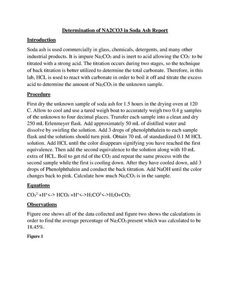 Determination of Na2CO3 in Soda Ash Report - Determination of NA2CO3 in ...