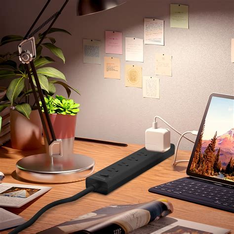 Buy 2-Pack Power Strip Surge Protector - Flat Plug with 4.5ft Extension ...