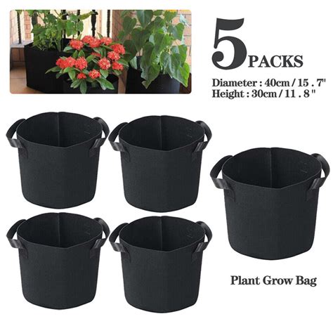Buy 1 2 3 5 10 Gal 5 Pack Grow Bags Garden Aeration Plant 300G Fabric ...