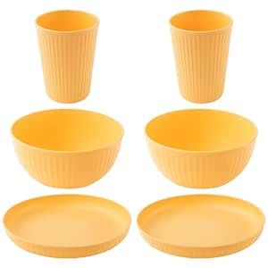 IRIDA NATURALS Wheat Straw & Bamboo Fibre Unbreakable Fluted Designed ...