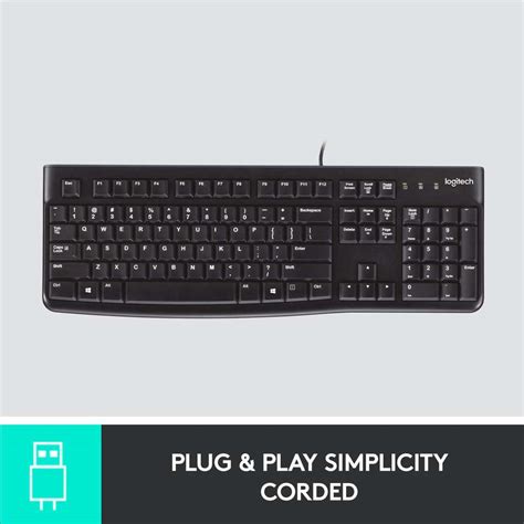 Logitech K120 / Full-Size, Spill-Resistant, Curved Space Bar Wired USB ...
