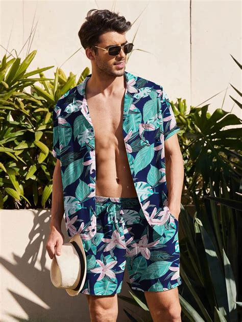 Men Tropical Print Co-Ords – Roar Fox
