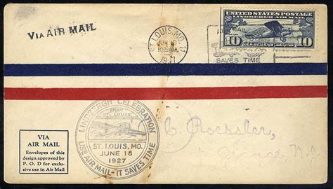 United States First Day Covers #C10-9, 1927 10c Lindbergh, Roessler ...