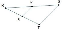 Consider RST and RYX. If the triangles are similar, which must be true ...