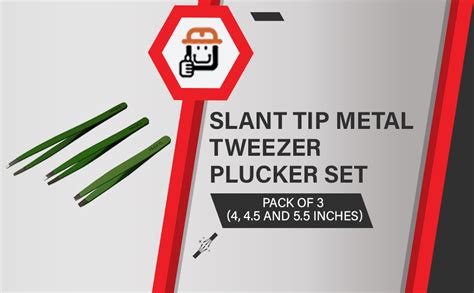PagKis Slant Tip Metal Tweezer Plucker Set - Pack of 3 (4, 4.5 and 5.5 ...