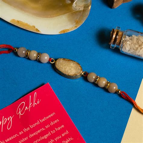 Buy Yellow Aventurine Crystal Agate Bhaiya Rakhi Online in India ...