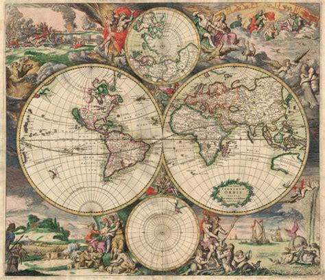 Decorative Vintage World Map - 16th Century World - Gerard van Schagen ...