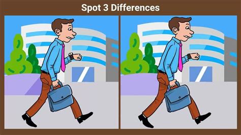 Spot 3 differences between the man on the street pictures in 17 seconds!
