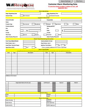 Customer Alarm Monitoring Data - WHIRC - Fill and Sign Printable ...