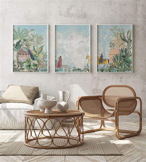 Lady in Love, Indian Heritage Wall Art Set of 3 Home Decor Painting ...