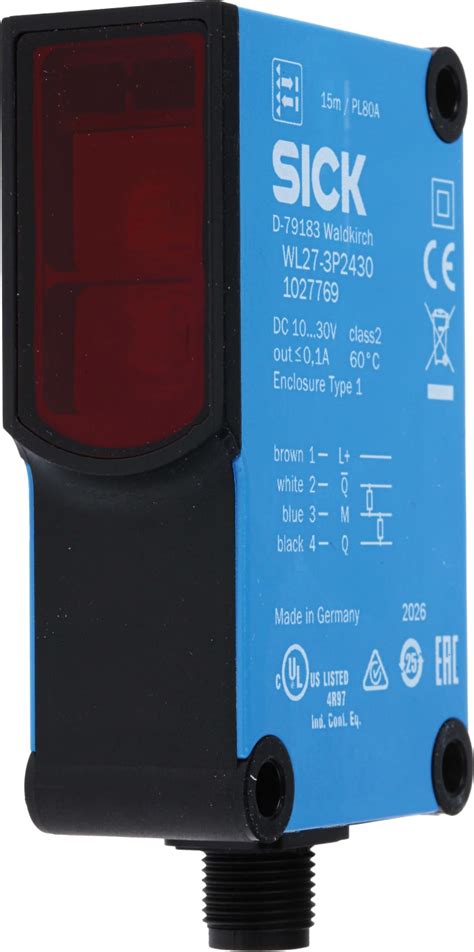 WL27-3P2430 Sick | Sick Retroreflective Photoelectric Sensor, Block ...