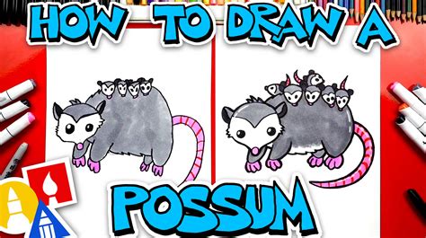 How To Draw A Possum (Opossum) - Art For Kids Hub — Free Drawing ...