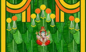 coolistic Banana Leaf and Hanging Marigold Flower with Ganesh ji Design ...