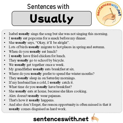 Sentences with Usually, 17 Sentences about Usually in English ...