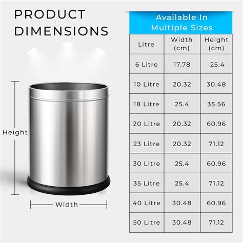 Stainless Steel Open Top Dustbin | Silver Trash Can with Anti-skid Bas ...