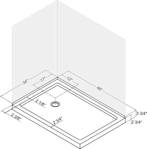 Buy DreamLine SlimLine 34 in. D x 48 in. W x 2 3/4 in. H Left Drain ...
