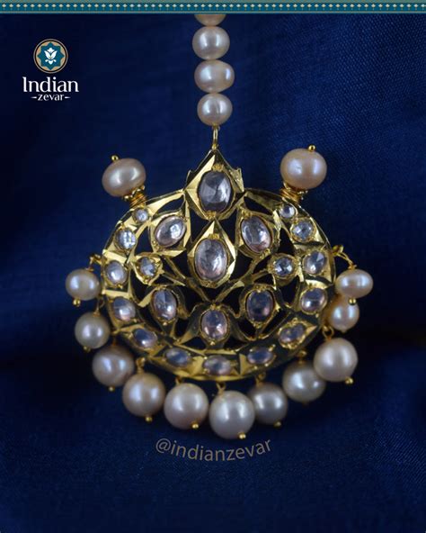 Exquisite Beauty: Hyderabadi Jadau Maang Tikka (Silver, Moissanite ...