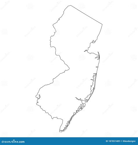 New Jersey NJ State Border USA Map Outline Stock Vector - Illustration of geography, national ...