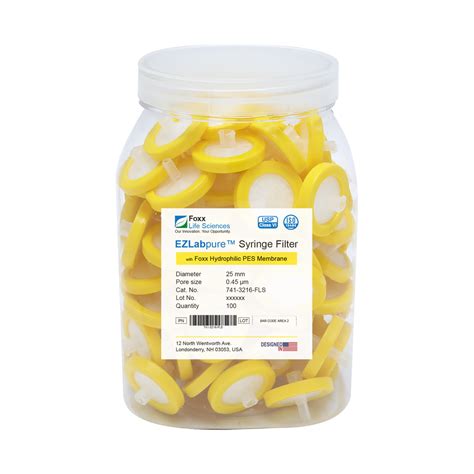 EZlabpure™ Hydrophilic 25mm Syringe Filters – 0.45µm PES Membrane, Non ...