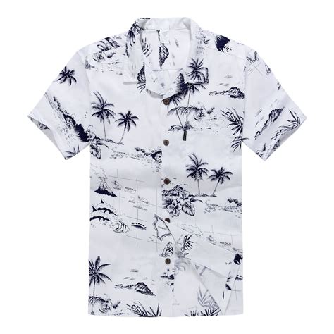Free 2-day shipping. Buy Hawaiian Shirt Aloha Shirt in White Map at ...