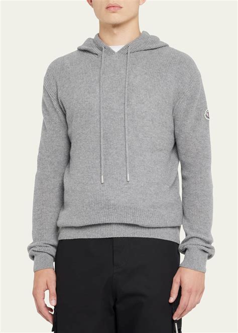 Moncler Men's Cashmere-Wool Pullover Hoodie - Bergdorf Goodman