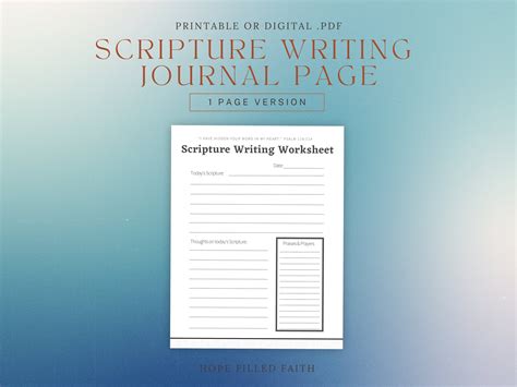 Scripture Writing Journal Worksheets | Printable .PDF 1 or 2 Page ...