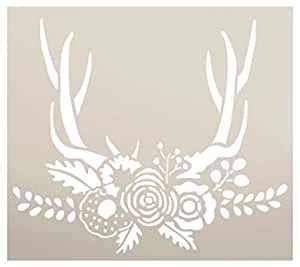 Boho Antlers & Flower Laurels Stencil by StudioR12 | DIY Rustic Vine ...