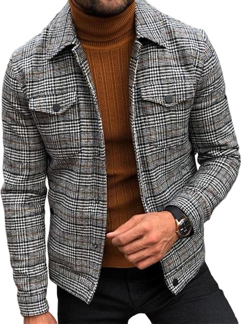 YSERB Mens Plaid Blazer Business Sports Coat Casual Slim Fit Checkered ...