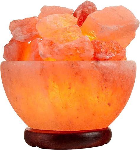 Buy SRJ Himalayan Rock Salt Crystal Fire Bowl Shape with Wood Base ...