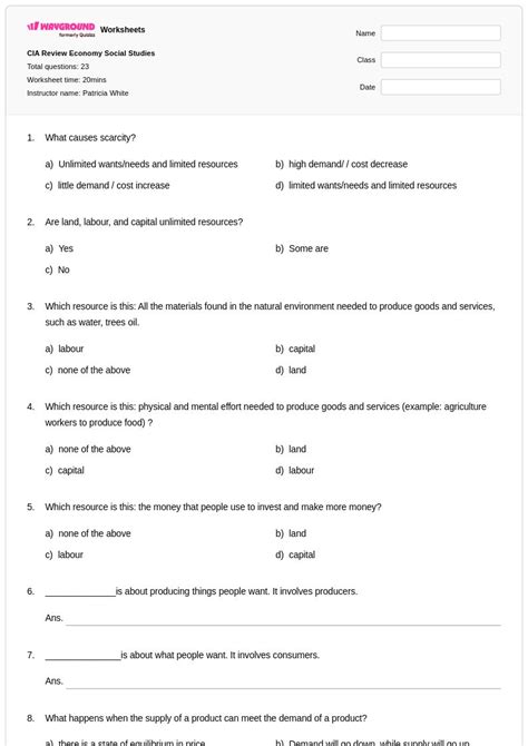 50+ Economy worksheets for Class 9 on Wayground | Free & Printable