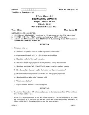 Btech 1 sem 2 sem engineering graphics and design 91335 jan 2023 - 1 ...