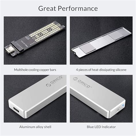 ORICO Mini M.2 NVME SSD Enclosure Clip Type Aluminum NVME External Hard ...