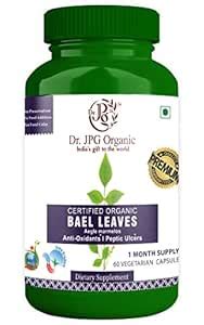 Buy Dr. JPG Organic Bael/Bel Patra Leaves 60veg Capsules for Supports ...