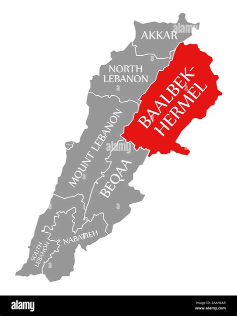 Baalbek-Hermel red highlighted in map of Lebanon Stock Photo - Alamy