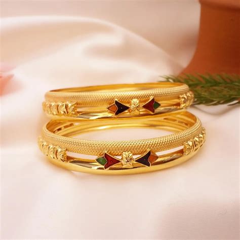 Buy Sitakshi Gold Kada Bangles 22 KT yellow gold (32.7 gm). | Online By ...