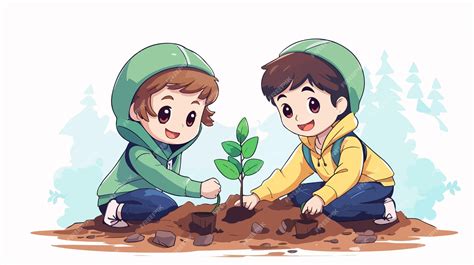 Community Planting Trees Cartoon 的图像结果