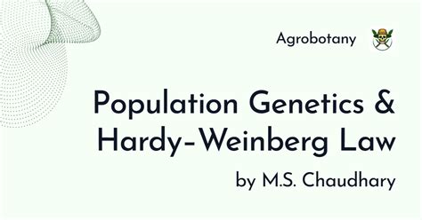 Concepts of Population Genetics & Hardy–Weinberg Law