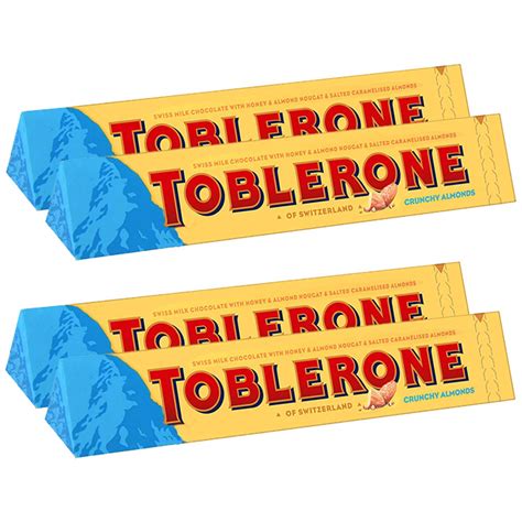 Toblerone of Switzerland Swiss Milk Chocolate with Crunchy Almonds, 4 ...