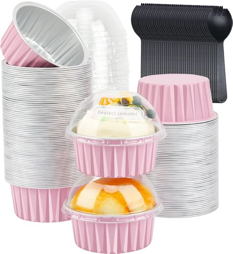 Amazon.com: 5oz Cupcake Pans with Dome Lids 100 Pack,LNYZQUS Aluminum ...