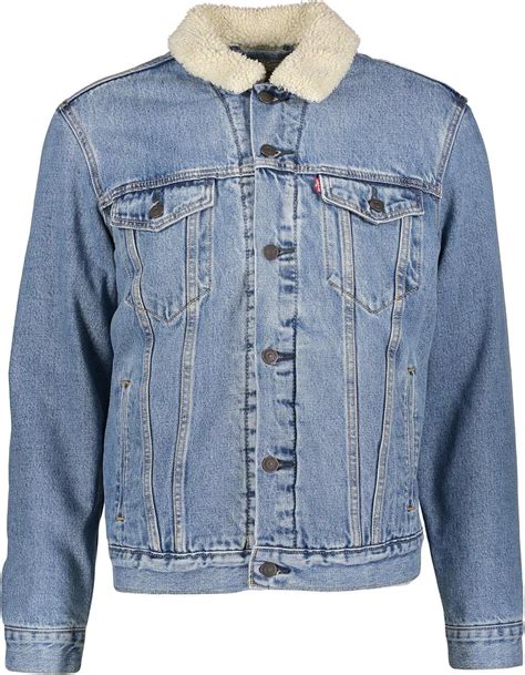 Levi's Sherpa Fleece Lined Denim Jacket (Blue, Large): Amazon.co.uk ...