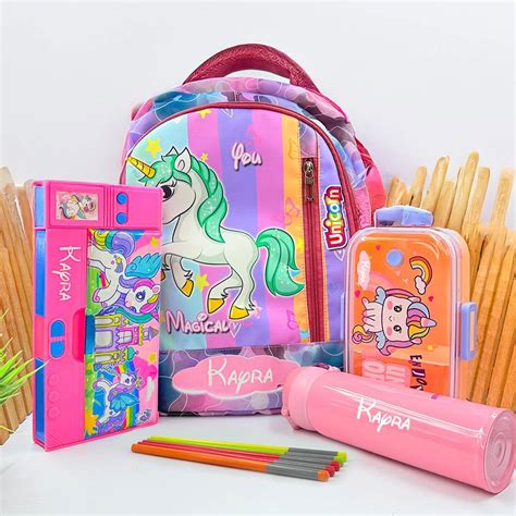 Personalized School Kids Combo - School Bag| Lunch Box | Water Bottle ...