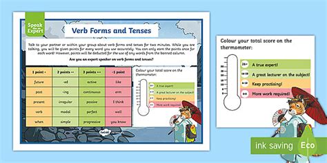 KS2 Speak like an Expert Challenge Card: Verb Forms and Tenses