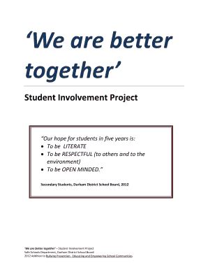 Fillable Online Student Involvement Project - Durham District School ...