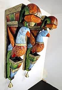 Buy JLine Arts Wooden Wall Bracket Bird Pair 18 Inches Each, Multi ...