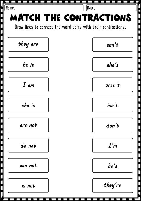 Worksheets On Contractions For Grade 1 at Gwendolyn Samuels blog