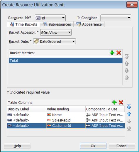 データバインドされたガント・チャート・コンポーネントおよび時系列コンポーネントの作成