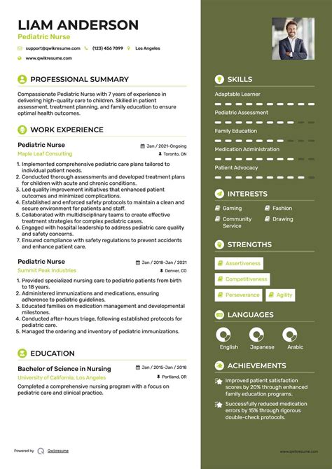 Pediatric Nurse Job Description For Resume