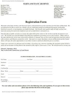 Maryland State Archives Registration Form - Blank Fillable Template ...